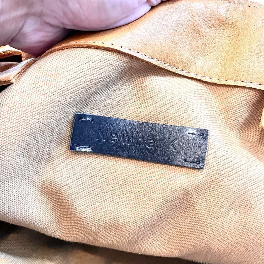 NewbarK Tan Leather Slouchy Oversized Tote Top Handle Bag Boho Luxe 90s Minimal - Picture 7 of 10